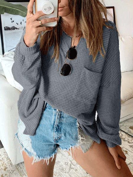 

Casual Crew Neck Shirts & Tops, Gray, Tops