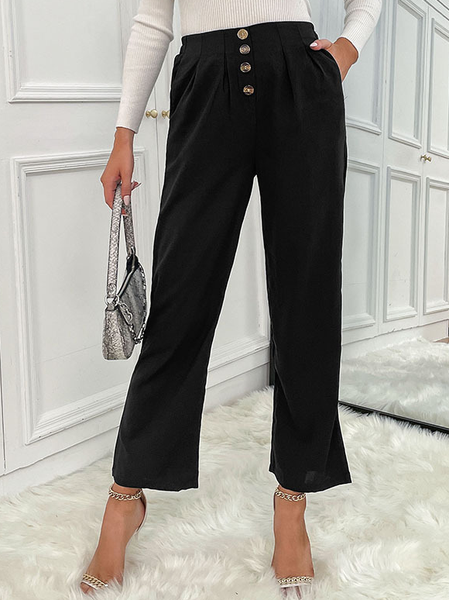 

Casual Elegant Plain Loosen Pants, Black, Pants