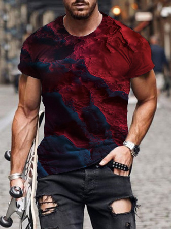 

Short Sleeve Casual Crew Neck T-shirt, As picture, T-shirt
