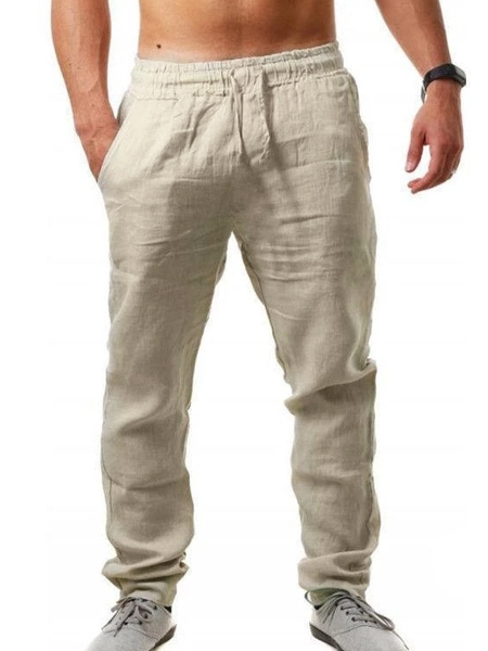 

Vintage Cotton And Linen Casual Pants, Beige, Pants