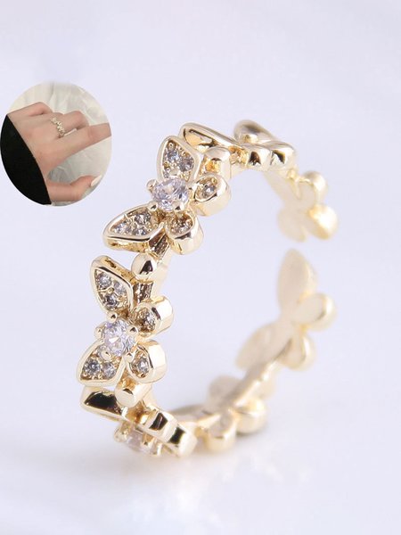 

Elegant Simple Butterfly Rhinestone Open Ring, Golden, Rings