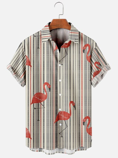 

Flamingo Shirt Collar Casual Shirts, As picture, Shirts ＆ Blouse
