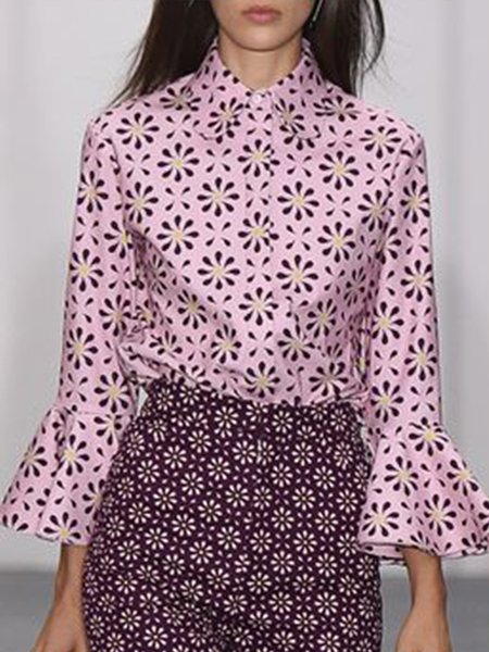 

Vintage Sweet Simple Simple Regular Fit Printed Shirt, Pink, Blouses and Shirts
