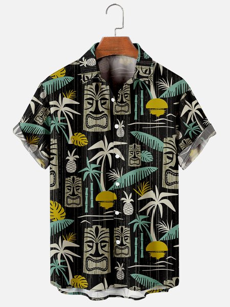 

Short Sleeve Casual T-shirt, Black, Men's Floral shirt