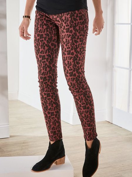 

Casual Leopard Pants, As picture, Leggings