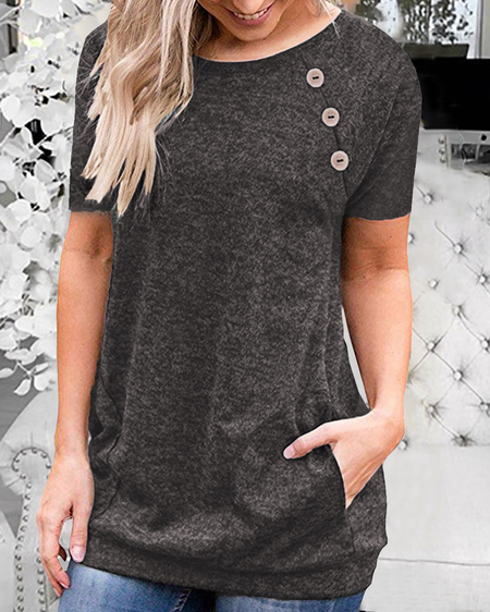 

Cotton Plain Regular Fit Tops, Gray, Tops