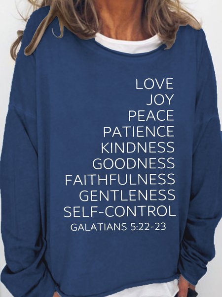 

Love Joy Bible Verse Letter Sweatshirt, Dark blue, Hoodies&Sweatshirts