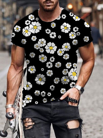 

Crew Neck Short Sleeve Casual T-shirt, As picture, T-shirt