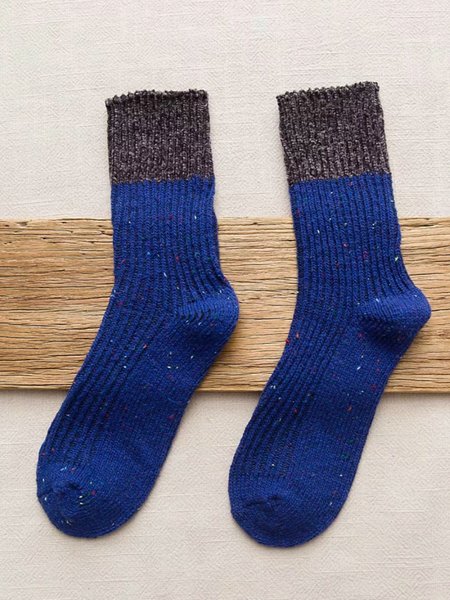 

Simple Color Matching Wool Knit Socks, Royal blue, Socks