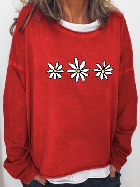

Cute Fresh Flower Casual Sweatshirts, Red, Hoodies&Sweatshirts