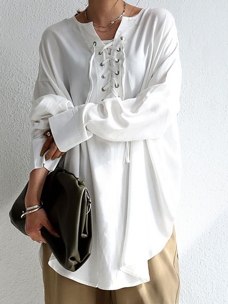 

taglia grande Casuale Tinta unita Top, Bianco, Blouses & Shirts