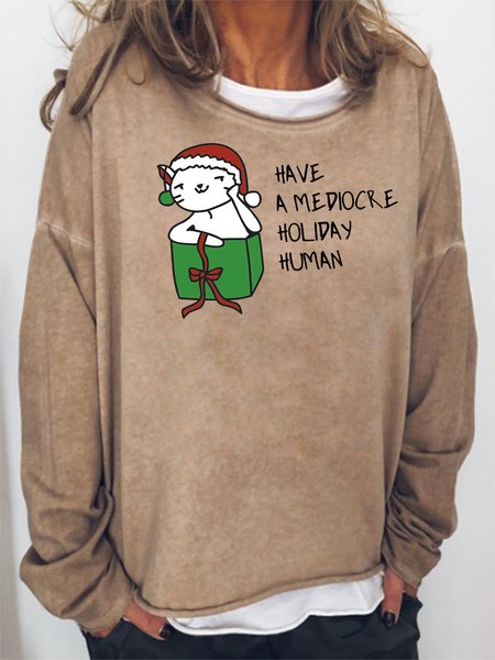 

Cotton Blends Casual Sweatshirt, Khaki, Hoodies&Sweatshirts