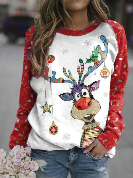 

Women's Christmas Elk Casual Sweatshirt, As picture, Hoodies&Sweatshirts