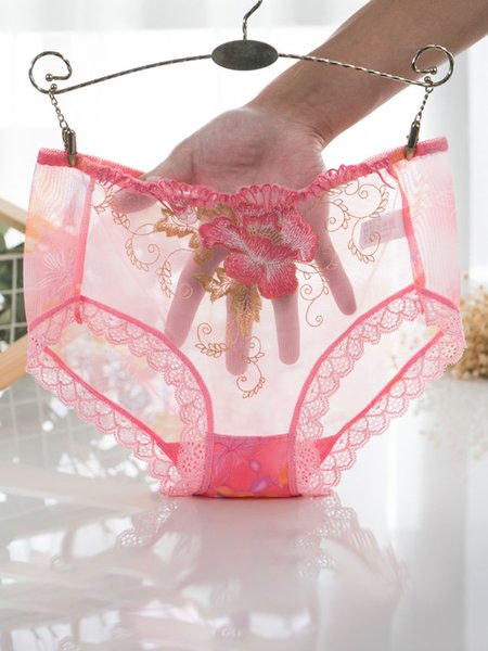 

Low-rise Lace Embroidered Panties, Pink, Underwear