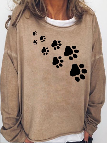 

Cute Puppy Paw Print Casual Sweatshirts, Light brown, Hoodies&Sweatshirts