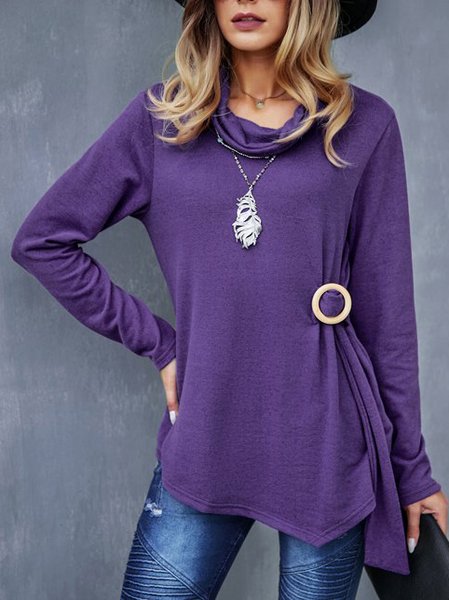

Casual Crew Neck Casual Long Sleeve Shirts & Tops, Purple, Tees & T-shirts