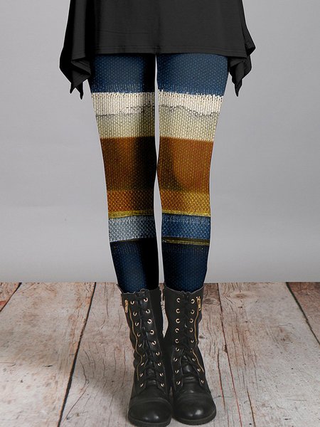 

Leggings skinny vintage a blocchi di colore geometrici, Come immagine, Leggings