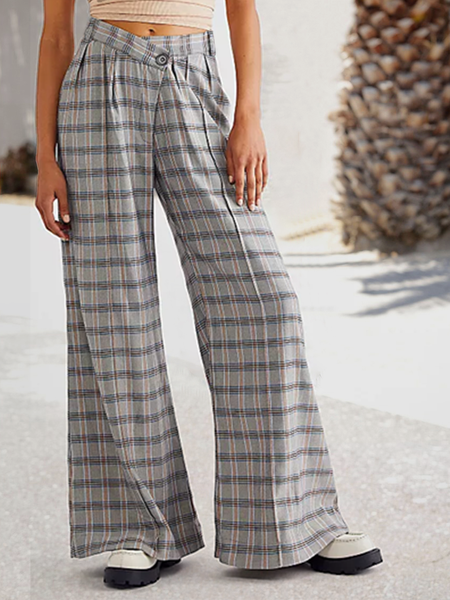 

Striped Loosen Casual Pants, Gray, Pants