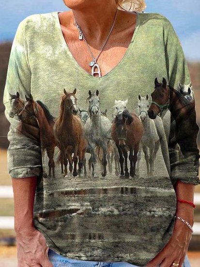 

V Neck Shirts & Tops, Green, Tops