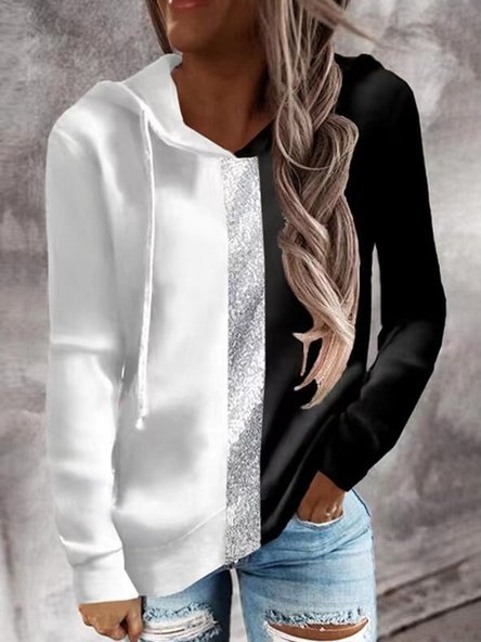 

Casual Color Block Cotton Blends Sweatshirt, As picture, Hoodies & Sweatshirts
