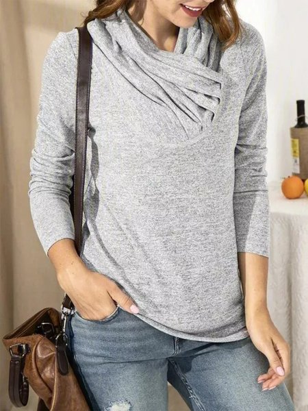 

Casual Regular Fit Cowl Neck Shirts & Tops, Gray, Tops