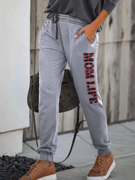 

Letter Casual Pants, Gray, Pants