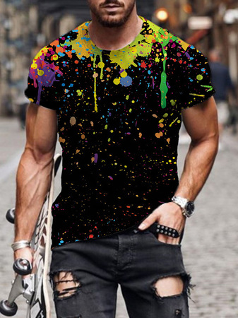 

Cotton Short Sleeve Vintage T-shirt, As picture, T-shirt