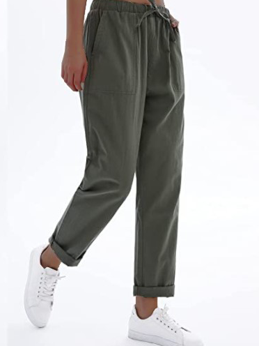 

Plain Casual Pants, Army green, Pants