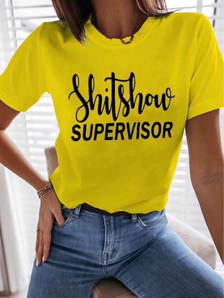 Shitshow Supervisor Cotton Tshirts, Yellow, T-shirts