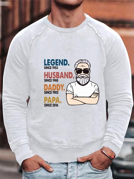 

The Legend Grandpa Old Man Graphic Long Sleeve Casual Sweatshirt, White, Sweater