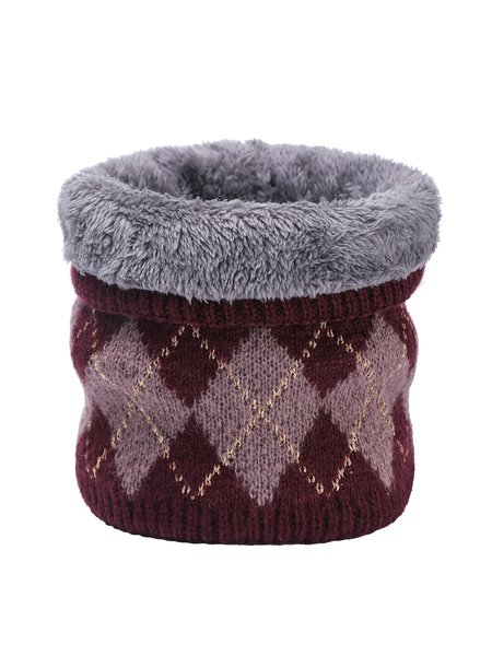 

Simple Rhombus Plus Velvet Warm Scarf, Wine red, Scarves&Gloves