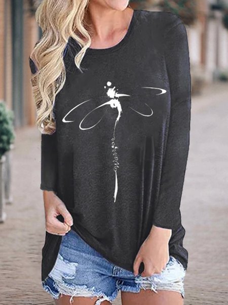 Girocollo Top, Nero, T-Shirts