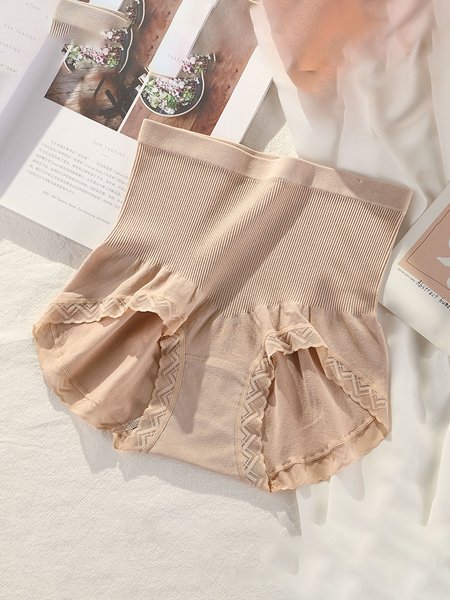 Mid-waist Lace Plus Size Panties, Nude, Intimates