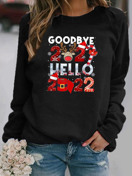 2022 Letter Shirts & Tops, Black, Tops