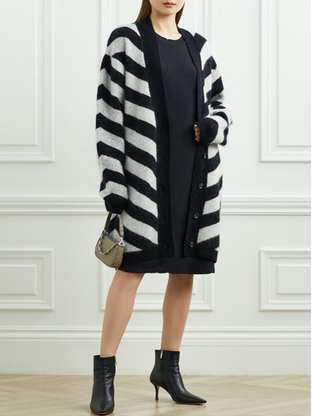 

Work,Daily Loosen Geometric Yarn/Wool yarn Outerwear, As picture, Cardigans