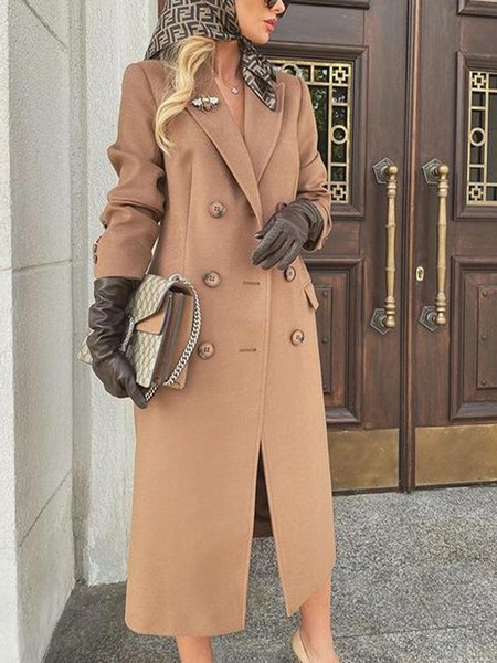 

Plain Closure Collar Vintage Loosen Outerwear, Brown, Coats