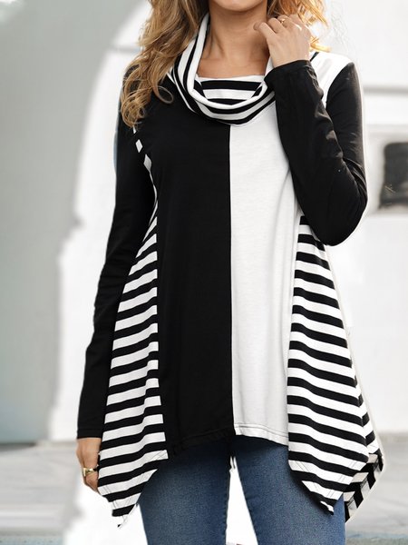 

Cowl Neck Vintage Shirts & Tops, Black-white, Tops