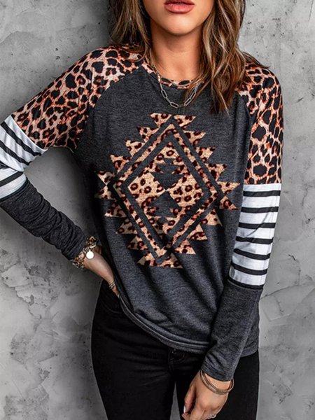 

Crew Neck Shirts & Tops, Multicolor, Long sleeve tops