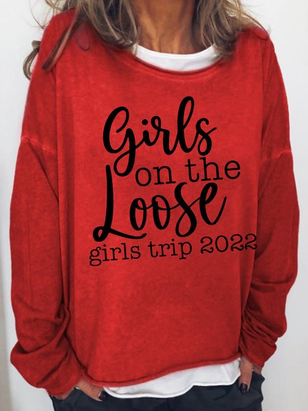

Girls on the Loose Girl's Trip Letter Sweatshirt, Red, Hoodies&Sweatshirts