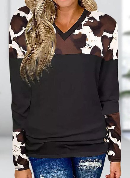 

Cotton Loosen Shirts & Tops, Black, Long sleeve tops