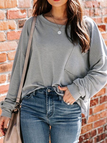 

Plus Size Off Shoulder Casual Shirts & Tops（accessory not included）, Gray, Tops