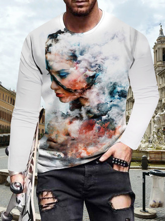 

Crew Neck Vintage Short Sleeve Shirts & Tops, As picture, T-shirt