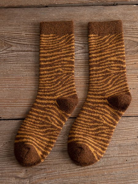 

Wool Striped Striped Thermal Socks, Yellow, Socks