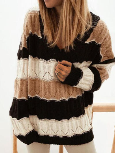 

Wool/Knitting V Neck Casual Sweater, Multicolor, Sweaters