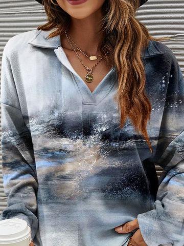 

Loosen Casual V Neck Sweatshirt, Blue, Sweatshirts & Hoodies