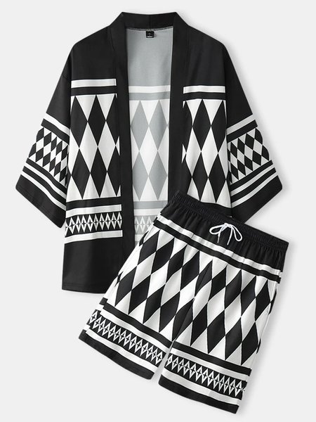 

Vacation Cape Collar Tribal Suits, As picture, Men's sets