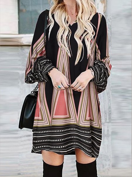

Geometric Boho Dresses（accessory not included）, Pink, Boho dresses