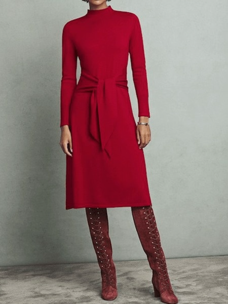 

Winter A-line Regular Fit Work Formal Date High Stretch Dresses, Datered, Midi Dresses