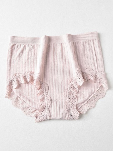 Lace Mid-waist Plus Size Panties, Light pink, Intimates