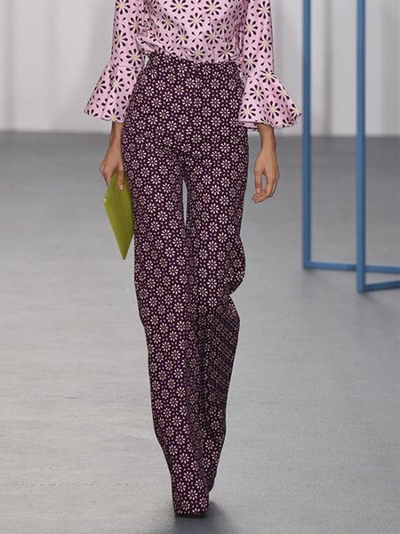 

Work Date Daily Regular Fit Pants, Purple, Wide Leg Pants